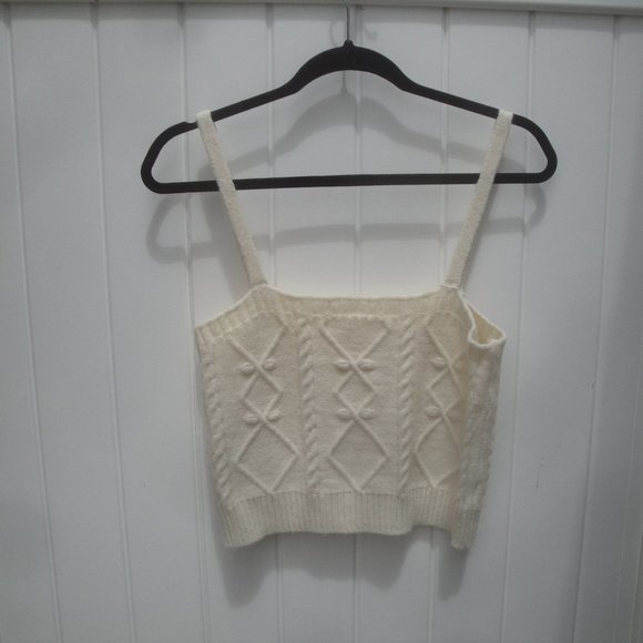 Floral Blooming Tank Top ONLY Cream Sweater Knit Med - Picture 3 of 4